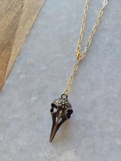 Adjustable Choker - Raven Skull