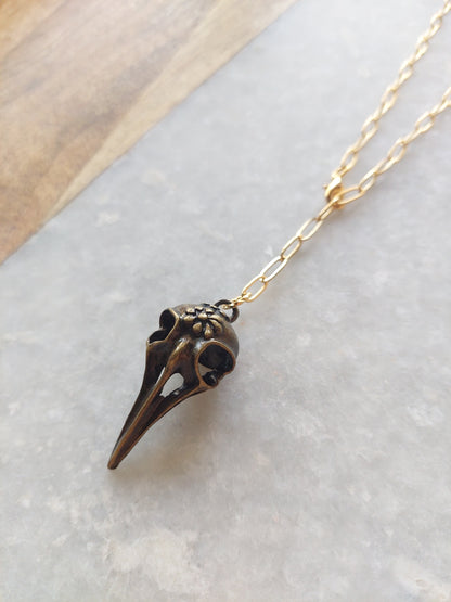 Adjustable Choker - Raven Skull
