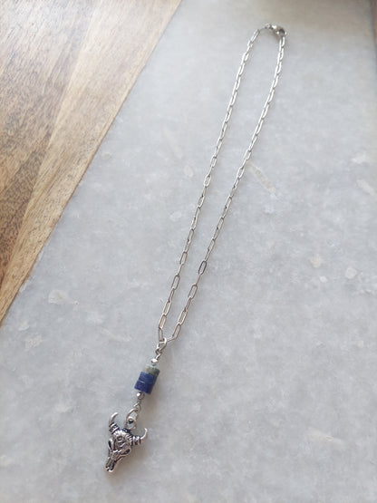 Bull Skull w/ Lapis Necklace