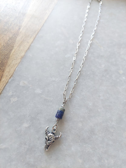 Bull Skull w/ Lapis Necklace
