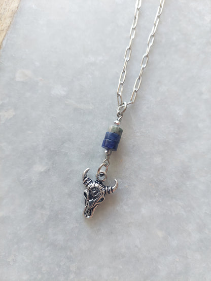 Bull Skull w/ Lapis Necklace