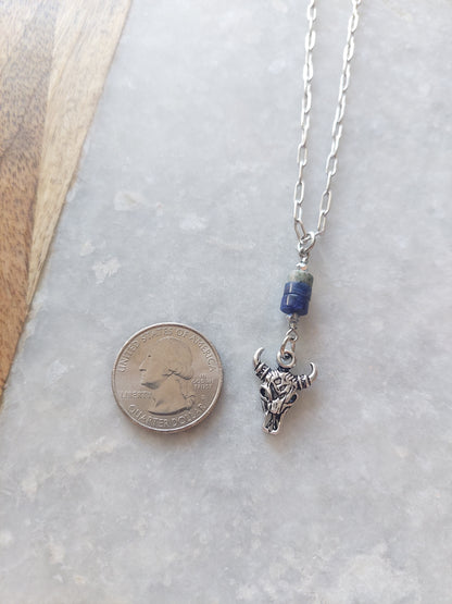Bull Skull w/ Lapis Necklace