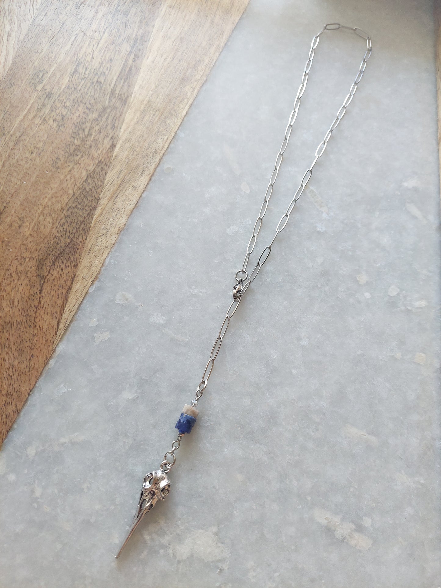 Adjustable Choker - Raven Skull w/ Lapis