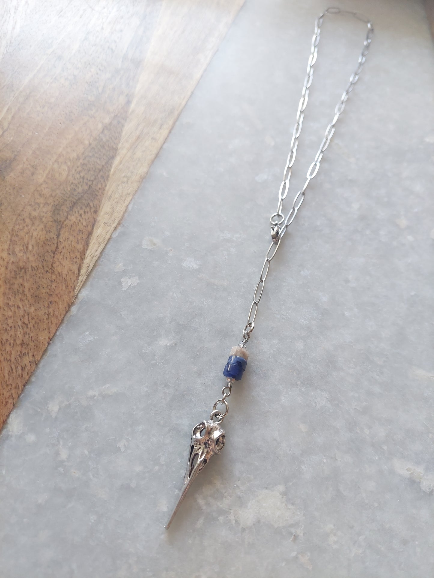 Adjustable Choker - Raven Skull w/ Lapis
