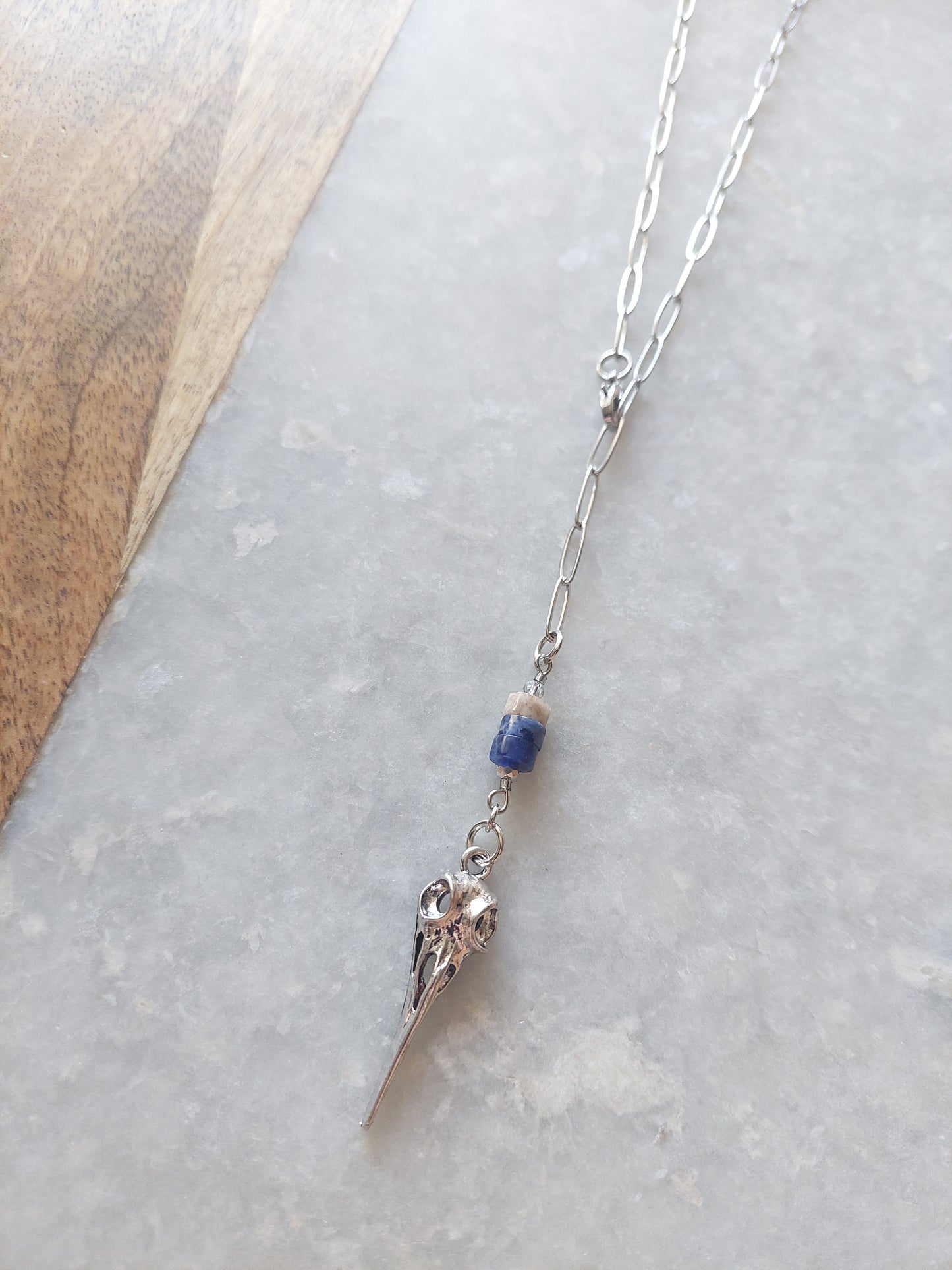 Adjustable Choker - Raven Skull w/ Lapis