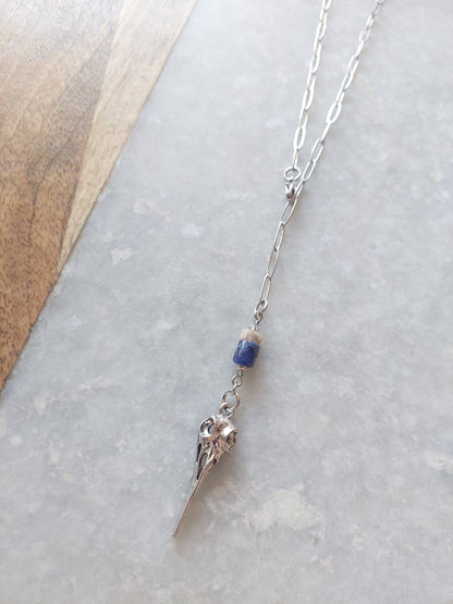 Adjustable Choker - Raven Skull w/ Lapis