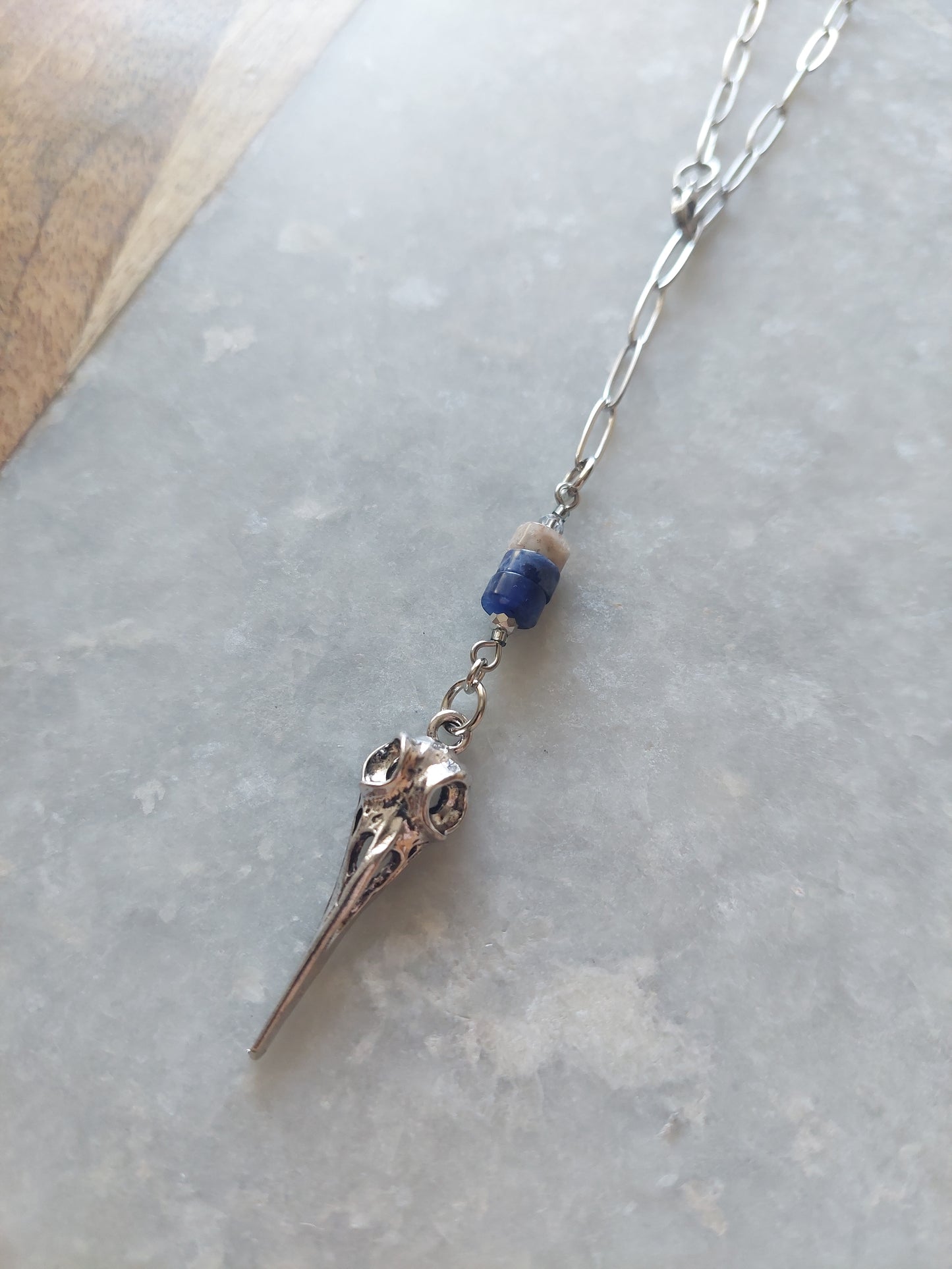 Adjustable Choker - Raven Skull w/ Lapis