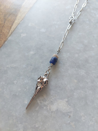 Adjustable Choker - Raven Skull w/ Lapis