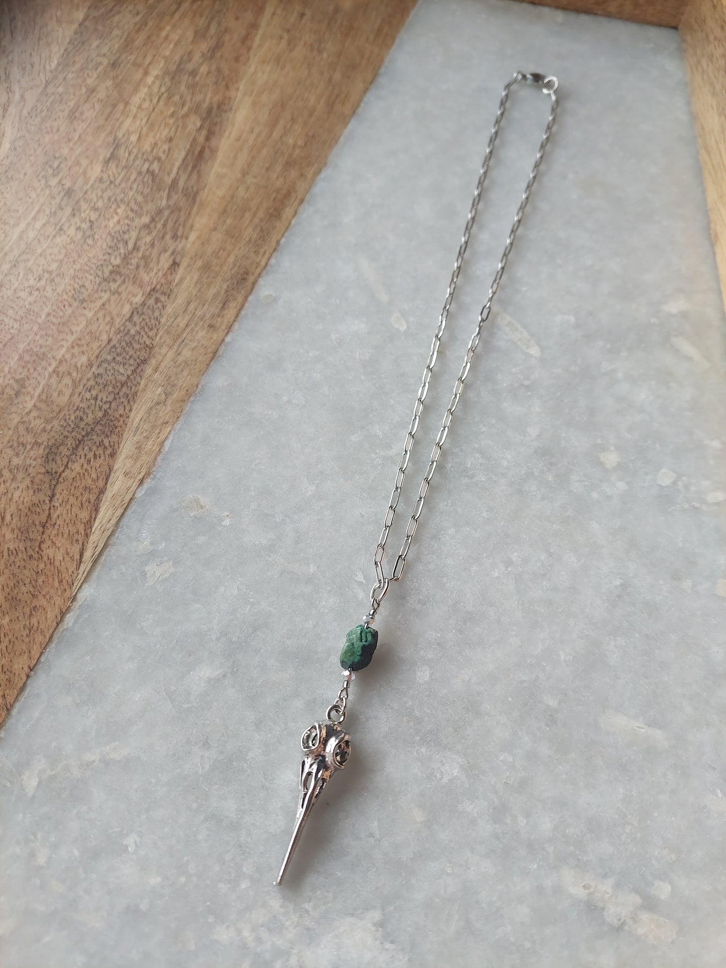 Raven Skull w/ Turquoise Necklace