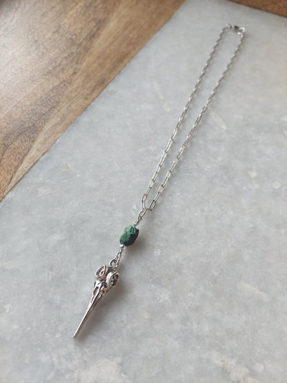 Raven Skull w/ Turquoise Necklace