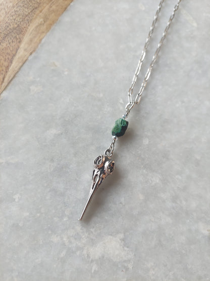 Raven Skull w/ Turquoise Necklace