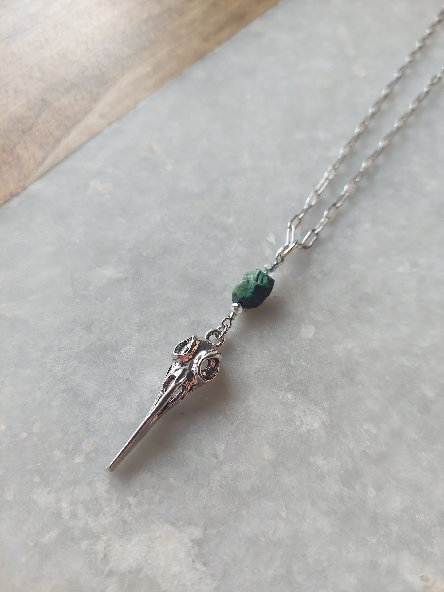 Raven Skull w/ Turquoise Necklace