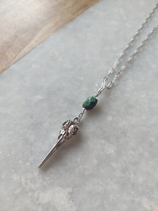 Raven Skull w/ Turquoise Necklace