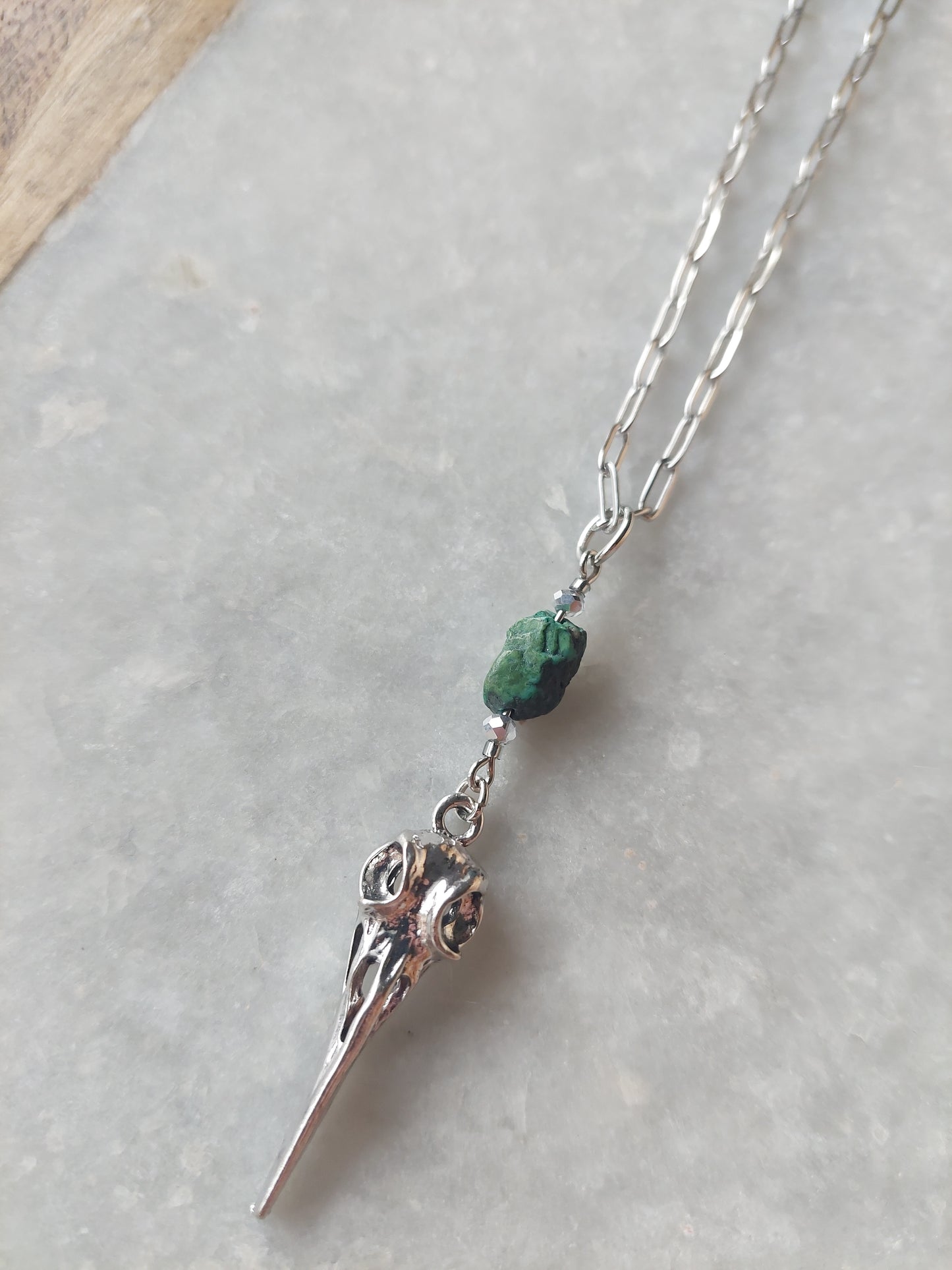 Raven Skull w/ Turquoise Necklace