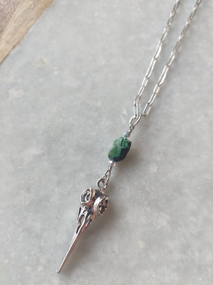 Raven Skull w/ Turquoise Necklace
