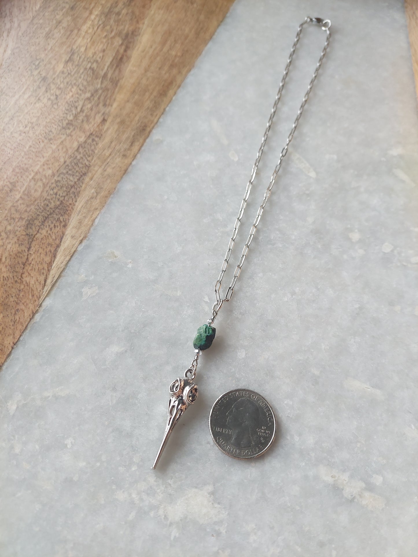 Raven Skull w/ Turquoise Necklace