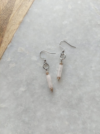 Rose Quartz Tube Earrings