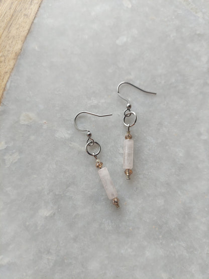 Rose Quartz Tube Earrings