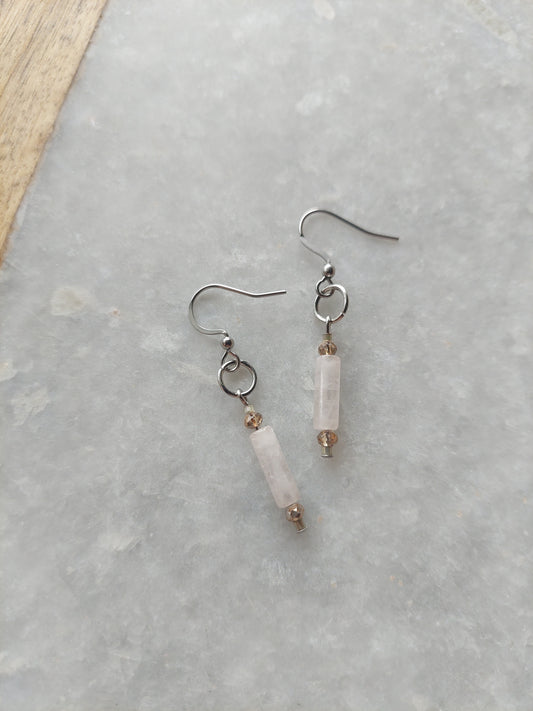 Rose Quartz Tube Earrings