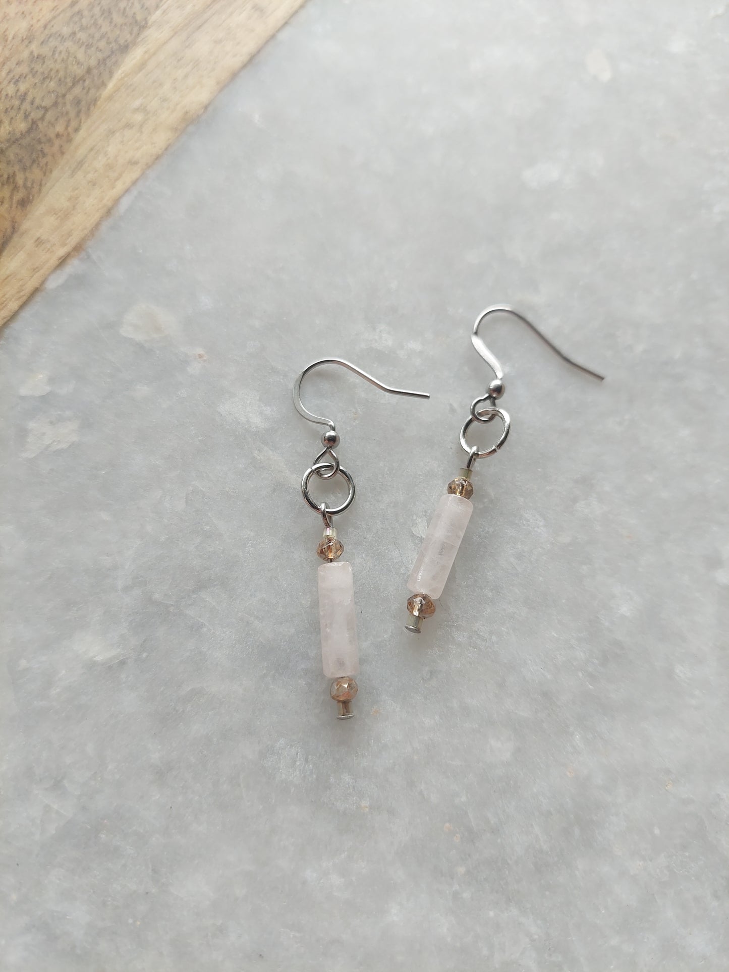 Rose Quartz Tube Earrings