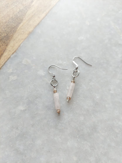 Rose Quartz Tube Earrings