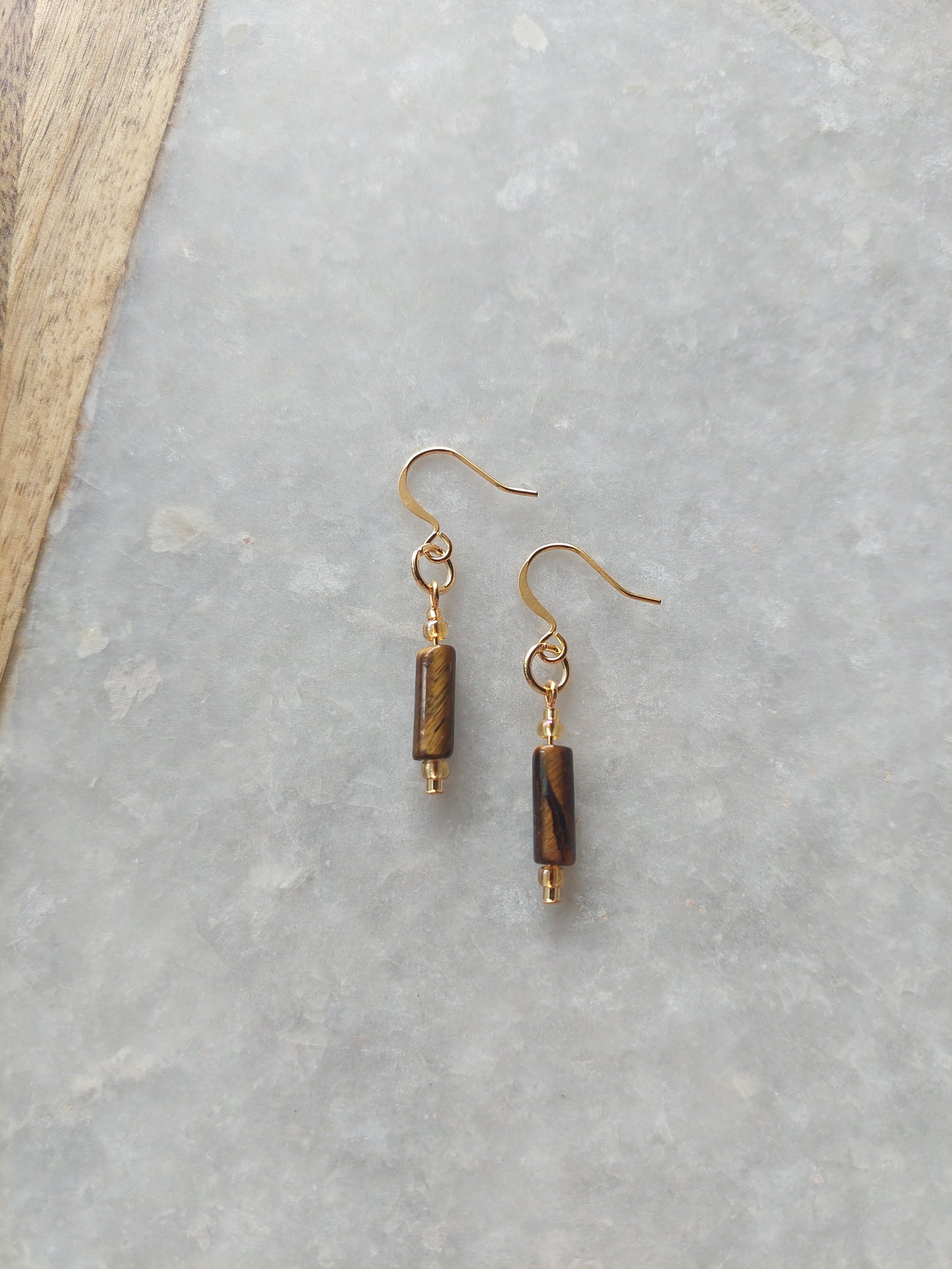 Tiger's Eye Tube Earrings