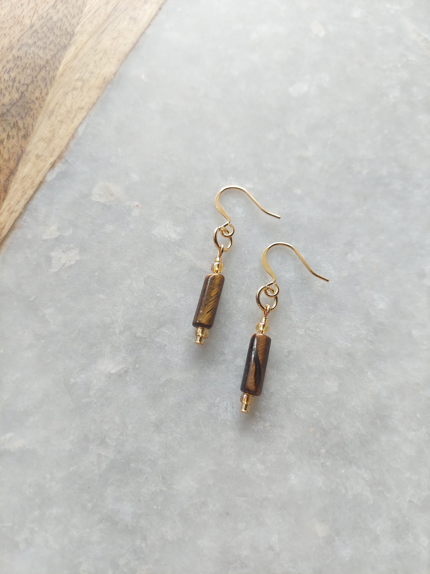 Tiger's Eye Tube Earrings