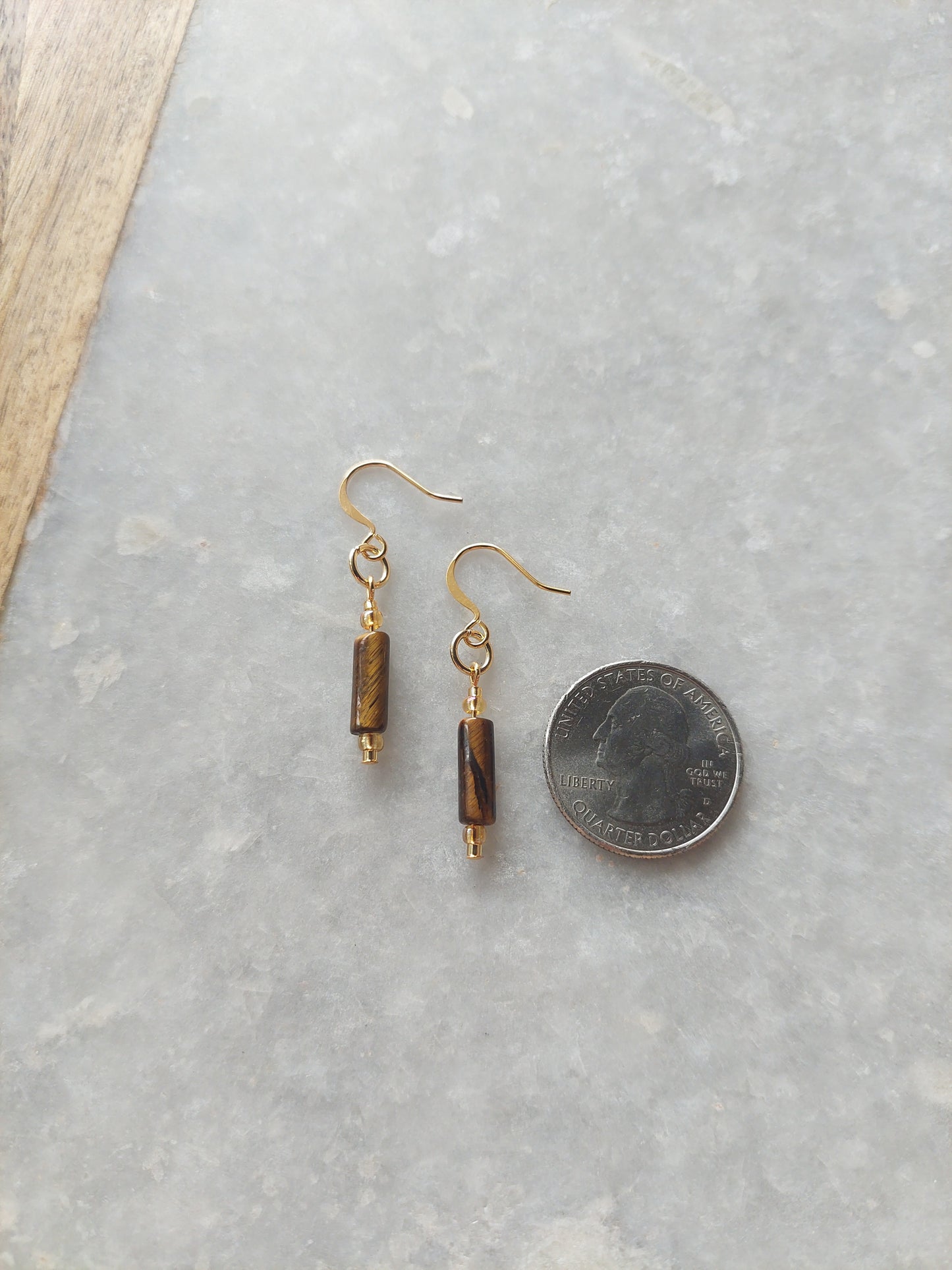 Tiger's Eye Tube Earrings