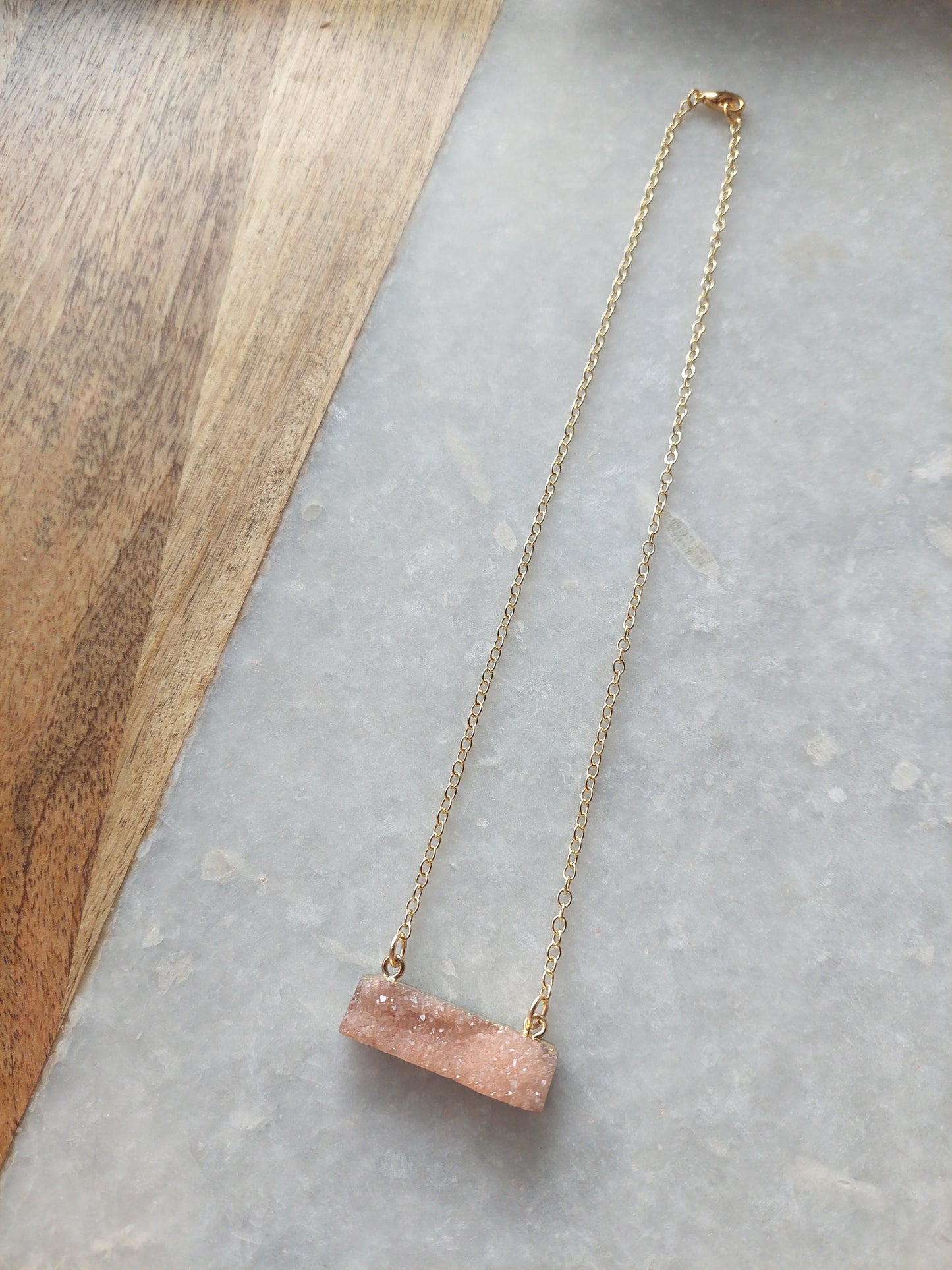 Rose Quartz (dyed) Bar Necklace