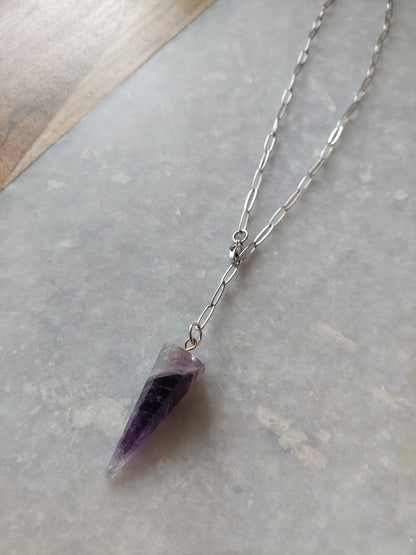 Adjustable Choker - Amethyst Spike