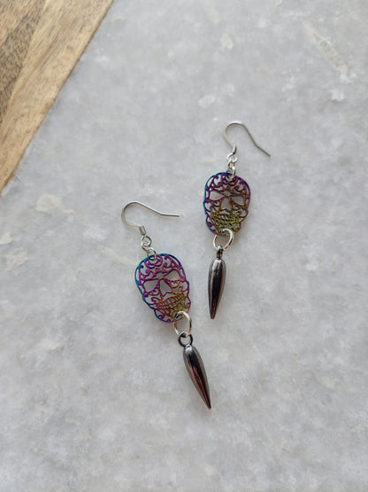 Sugar Skull Earrings - Rainbow