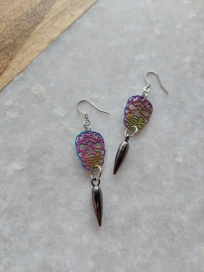 Sugar Skull Earrings - Rainbow
