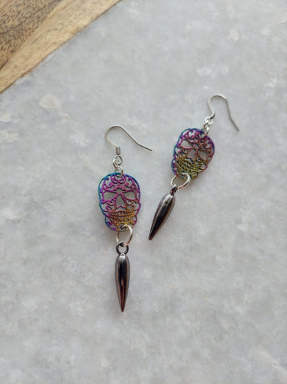 Sugar Skull Earrings - Rainbow