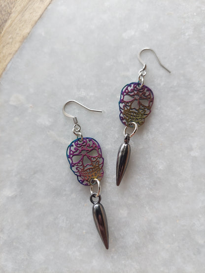 Sugar Skull Earrings - Rainbow