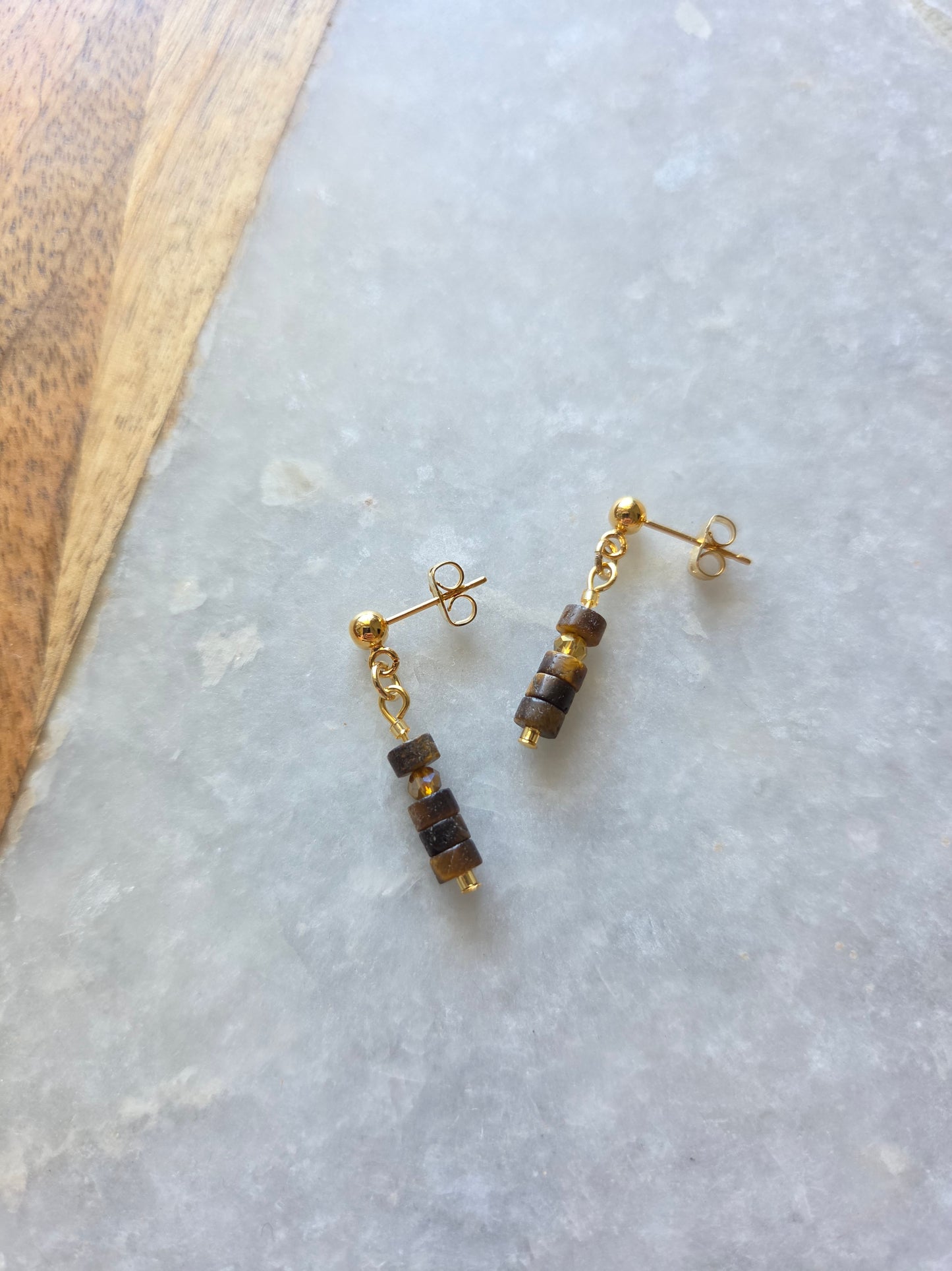 Tiger's Eye Tube Earrings