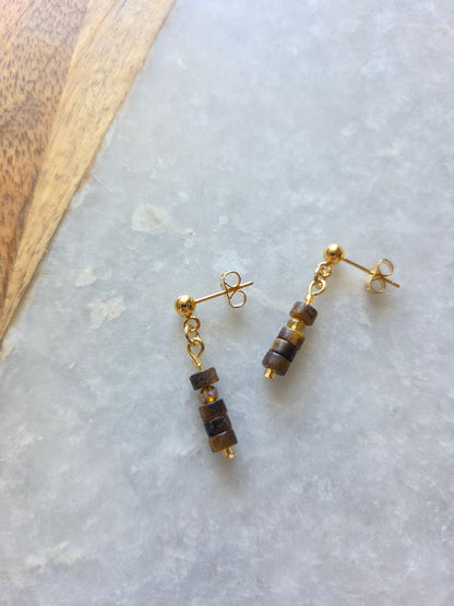 Tiger's Eye Tube Earrings