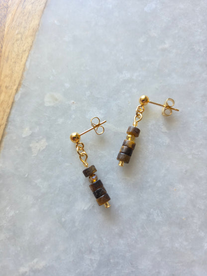 Tiger's Eye Tube Earrings