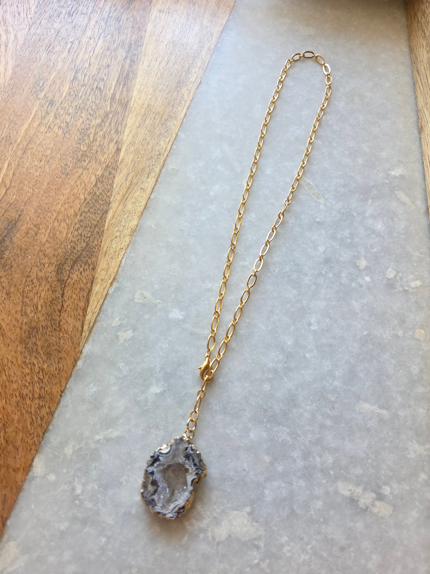 Adjustable Necklace - Druzy Agate