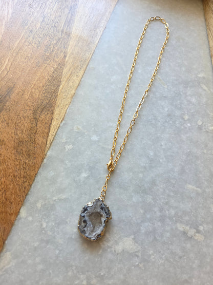 Adjustable Necklace - Druzy Agate