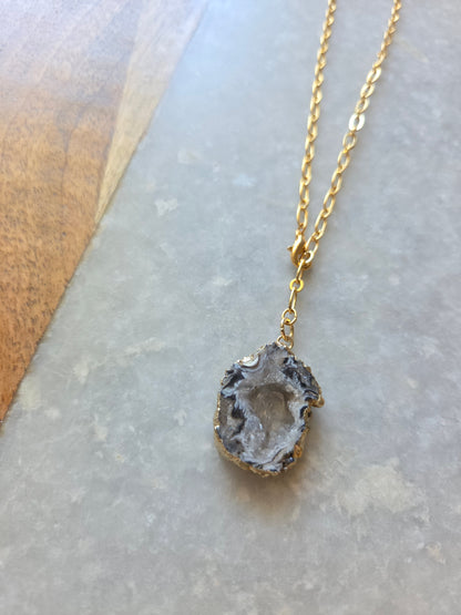 Adjustable Necklace - Druzy Agate
