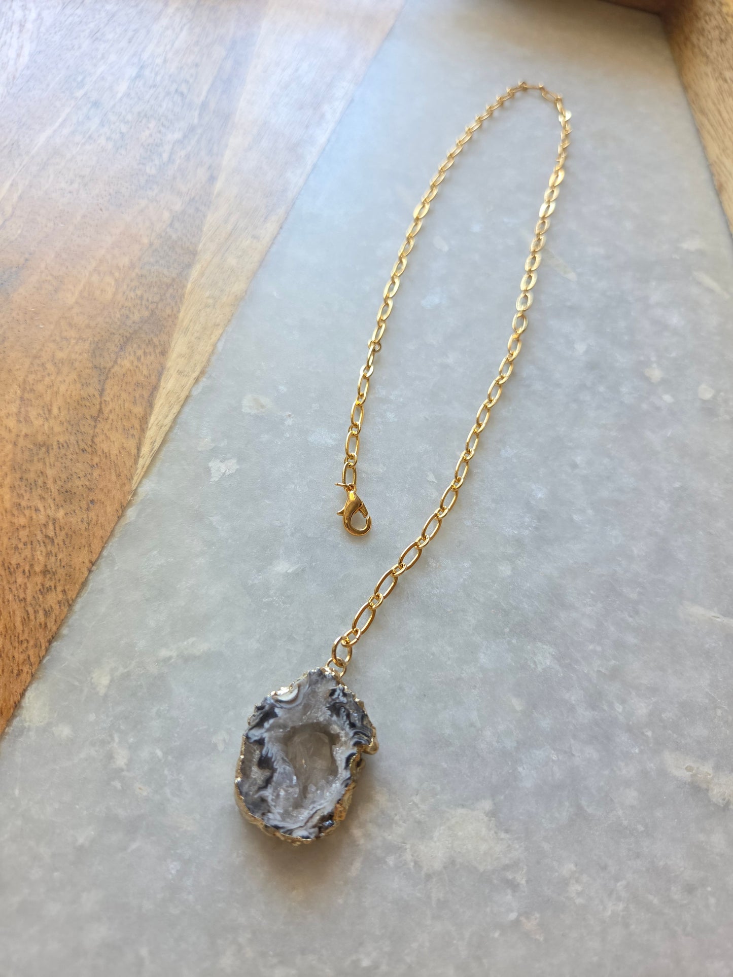 Adjustable Necklace - Druzy Agate