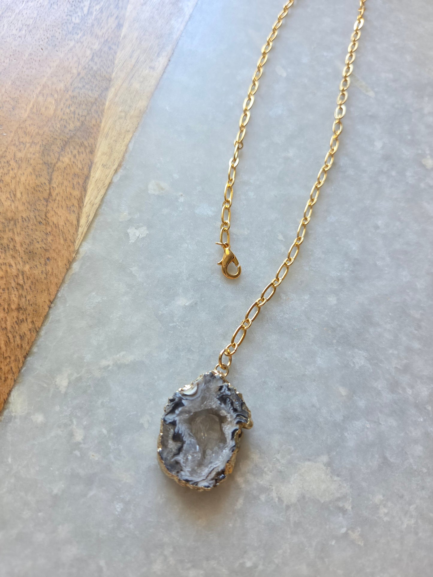 Adjustable Necklace - Druzy Agate