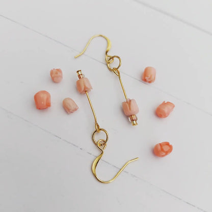 Bamboo Coral Tulip Earrings