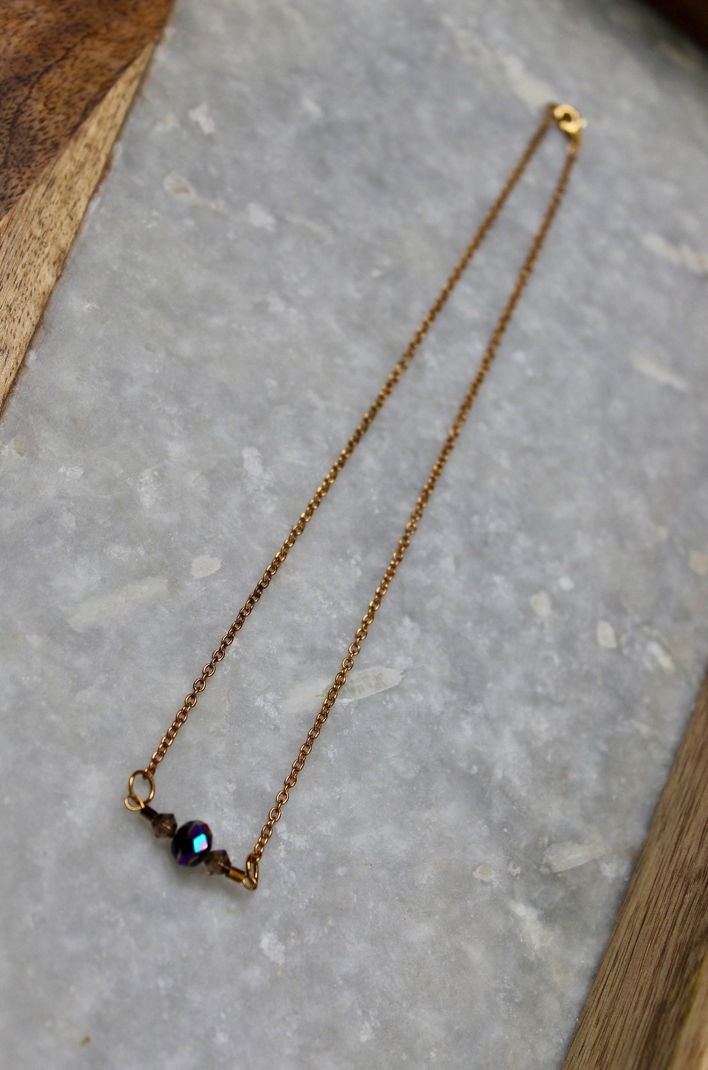 Glass Bead Bar Necklace