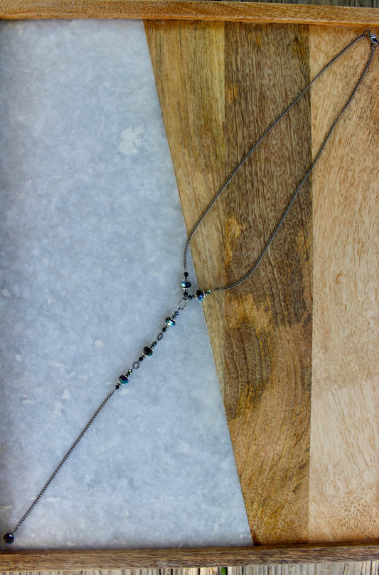 Edgy Necklace, Long Necklace, Drop Chain Necklace, Long Chain Necklace, Gunmetal Necklace, Gunmetal Jewelry, Dark Necklace