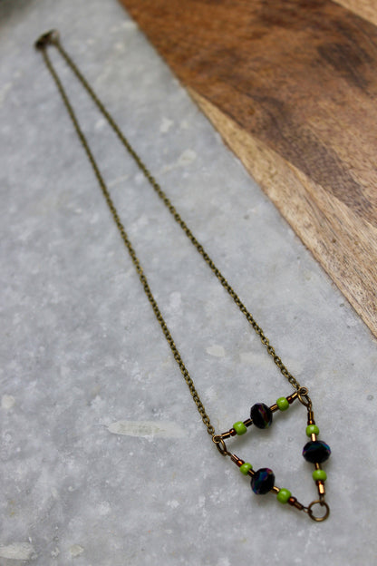 Festival Necklace, Antique Gold Accessories, Antique Gold Necklace, Triangle Necklace, Geometric Jewelry, Metal Necklace, Festival Jewelry