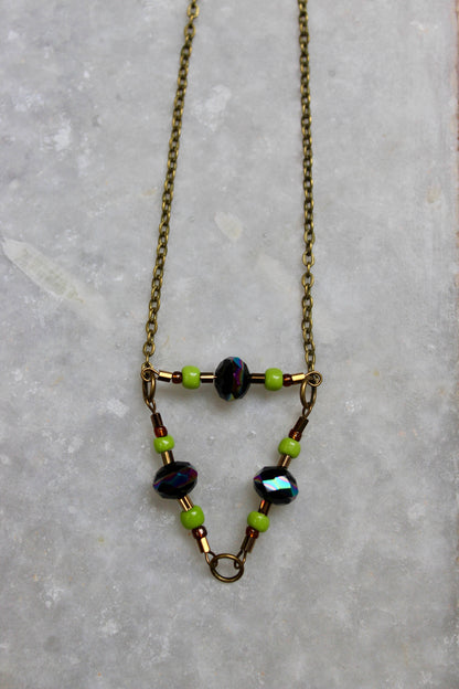 Festival Necklace, Antique Gold Accessories, Antique Gold Necklace, Triangle Necklace, Geometric Jewelry, Metal Necklace, Festival Jewelry