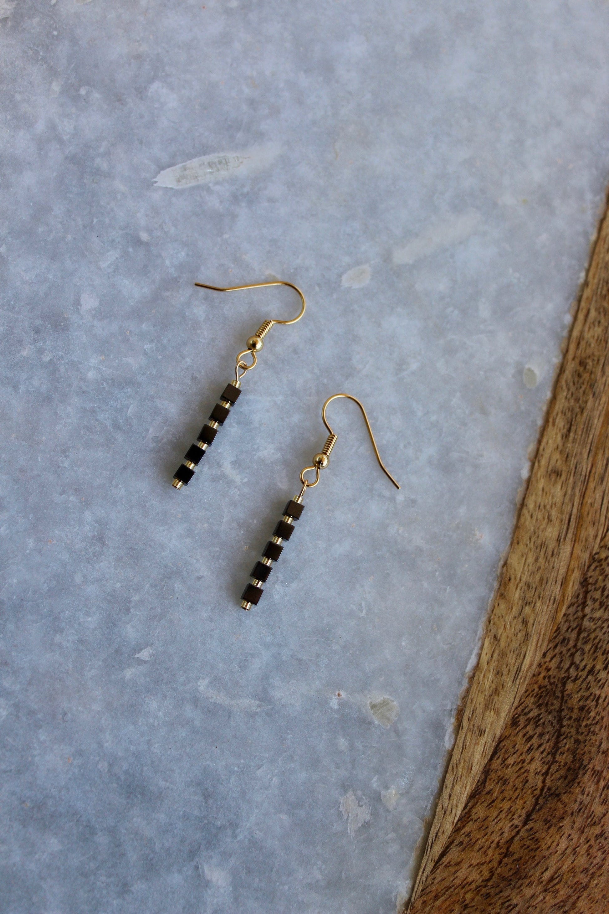 Gunmetal Earrings, Gunmetal Jewelry, Gifts for Her, Dangle Earrings, Gold Jewelry, Gold Earrings, Holiday Jewelry, Drop Earrings