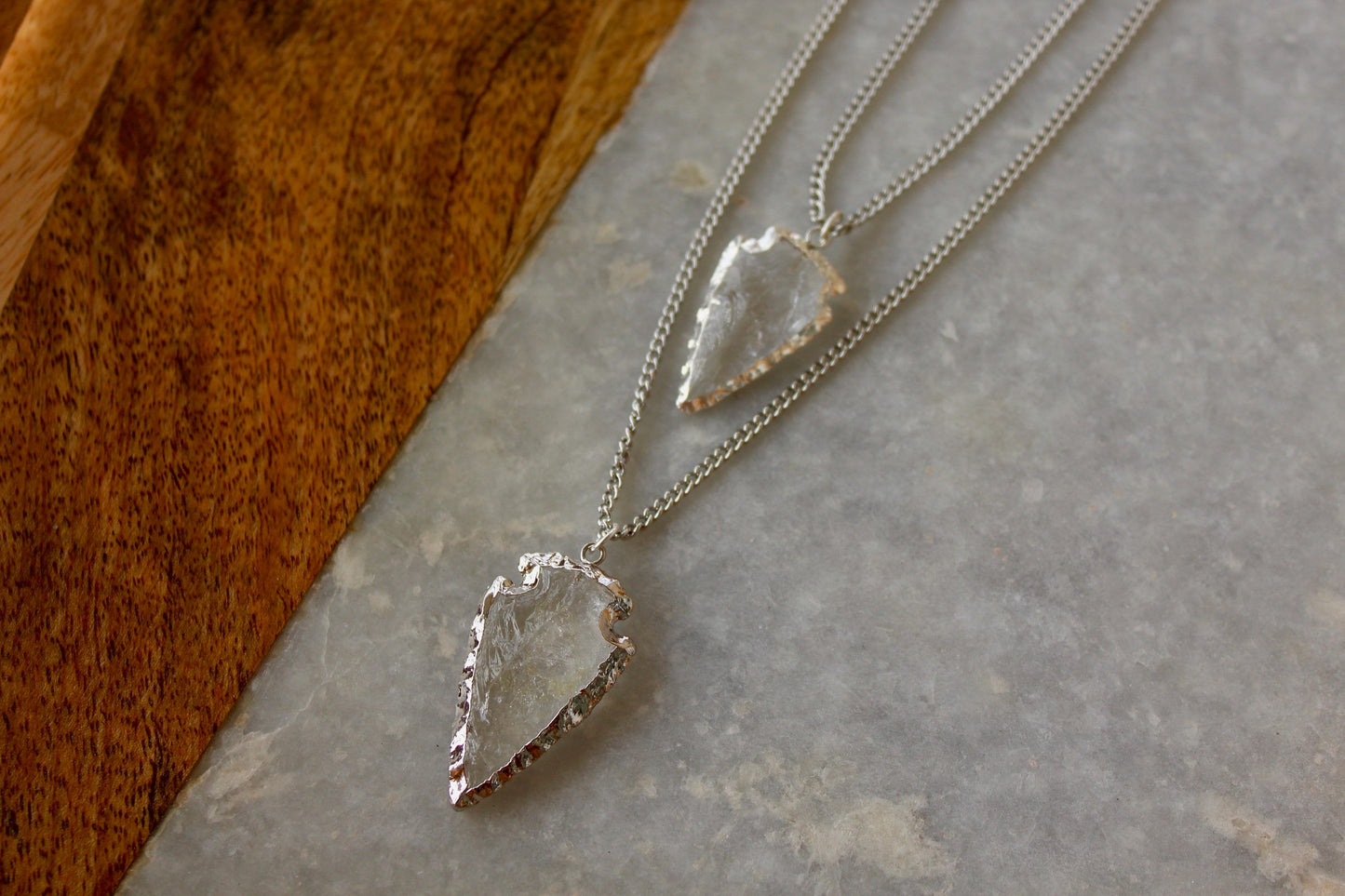 Arrowhead Necklace, Quartz Necklace, Quartz Jewelry, Semi Precious Necklace, Pendant Necklace, Silver Jewelry, Silver Necklace, Cool Jewelry