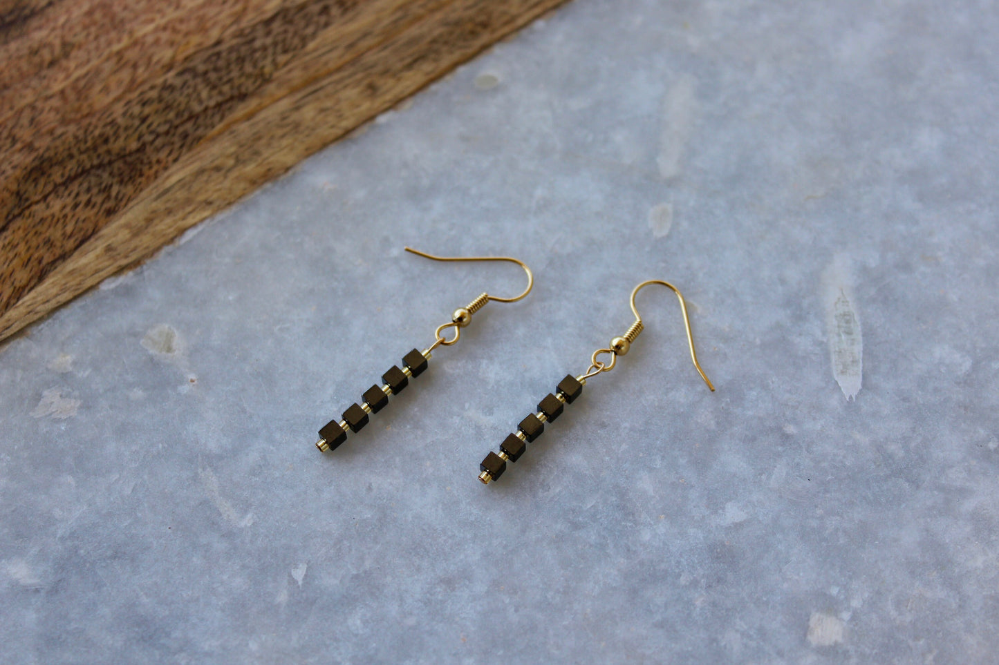 Gunmetal Earrings, Gunmetal Jewelry, Gifts for Her, Dangle Earrings, Gold Jewelry, Gold Earrings, Holiday Jewelry, Drop Earrings